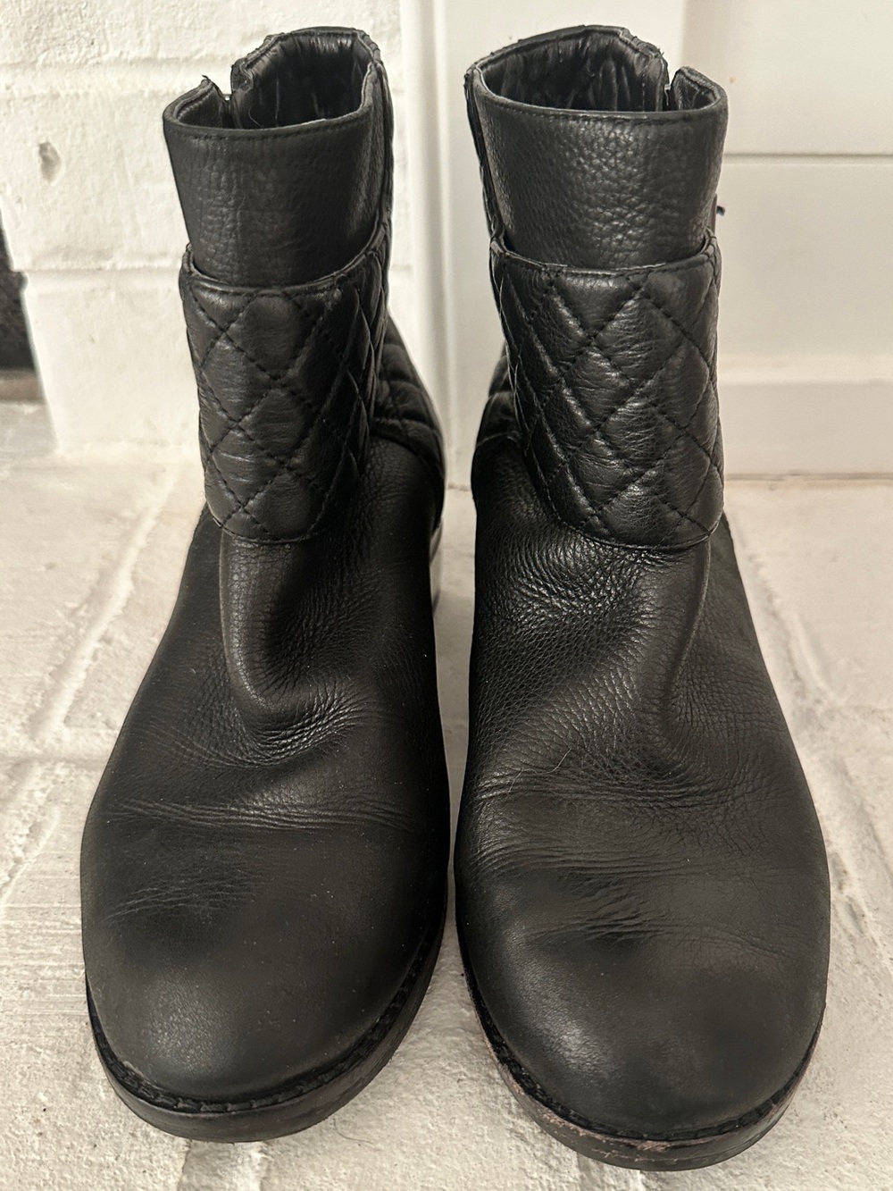 Vince Camuto Black Quilted Cuff Leather Ankle Boots